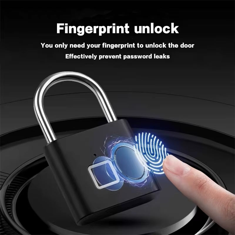 Box Padlock Fingerprint Padlock Anti-theft Waterproof USB Portable Smart Portable Digit D3C9 Keyless Security Lock Charging