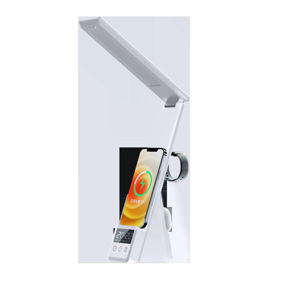 2024 New 3-in-1 15W Wireless Charger with LED Folding Table Lamp and Clock Touch, Suitable for iPhone 15, 14, 13, 12 Pro Max