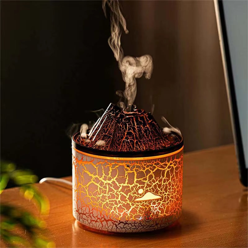 Volcanic Flame Humidifiers Air Aroma Diffuser 180 Ml Essential Oils Humidifiers Wth Night Light Flame Diffuser For Bedroom
