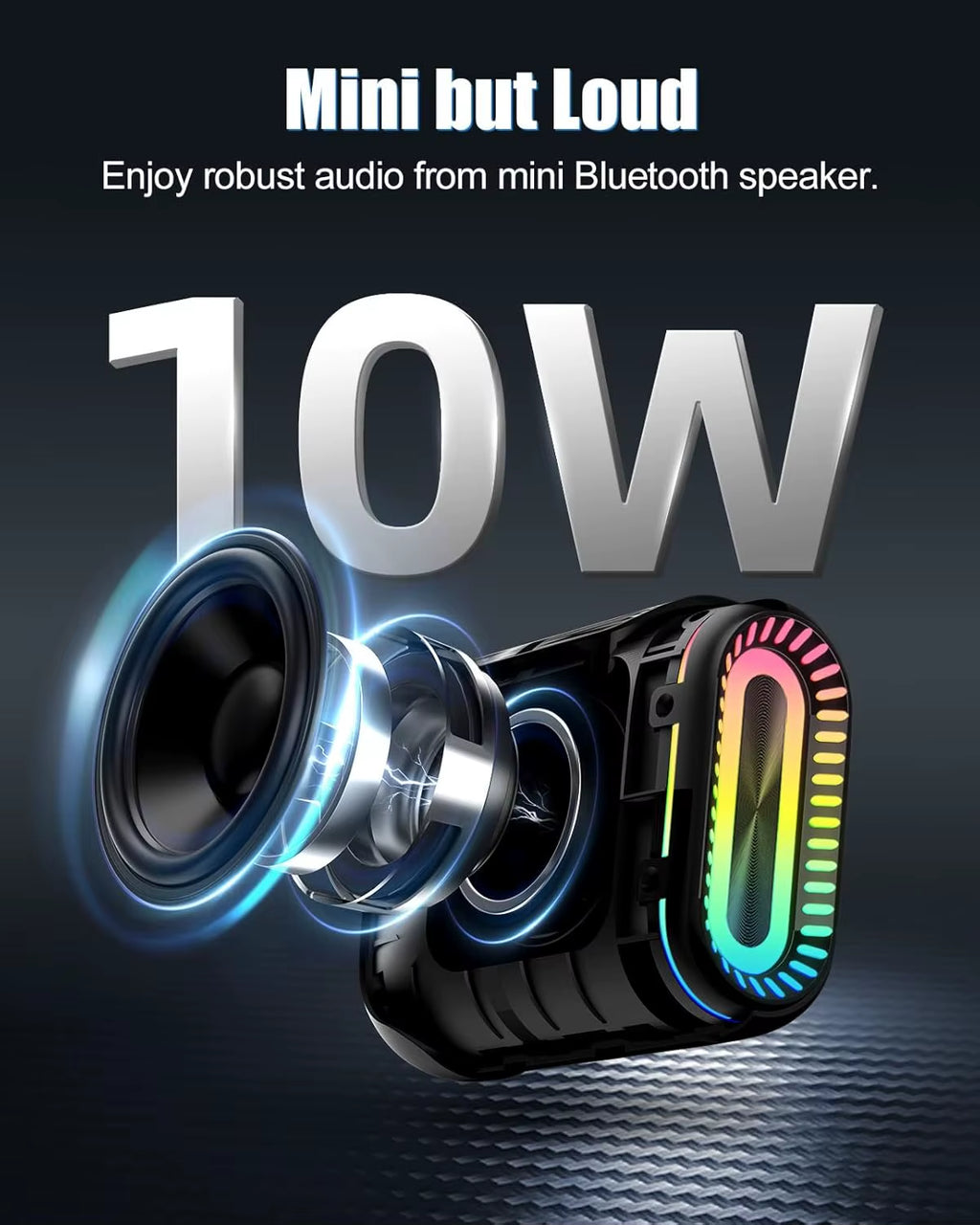 Bluetooth Speaker Small Music Box Bluetooth 5.3 with RGB Light, Outdoor Portable Speaker with 24H Battery, IPX7 Waterproof