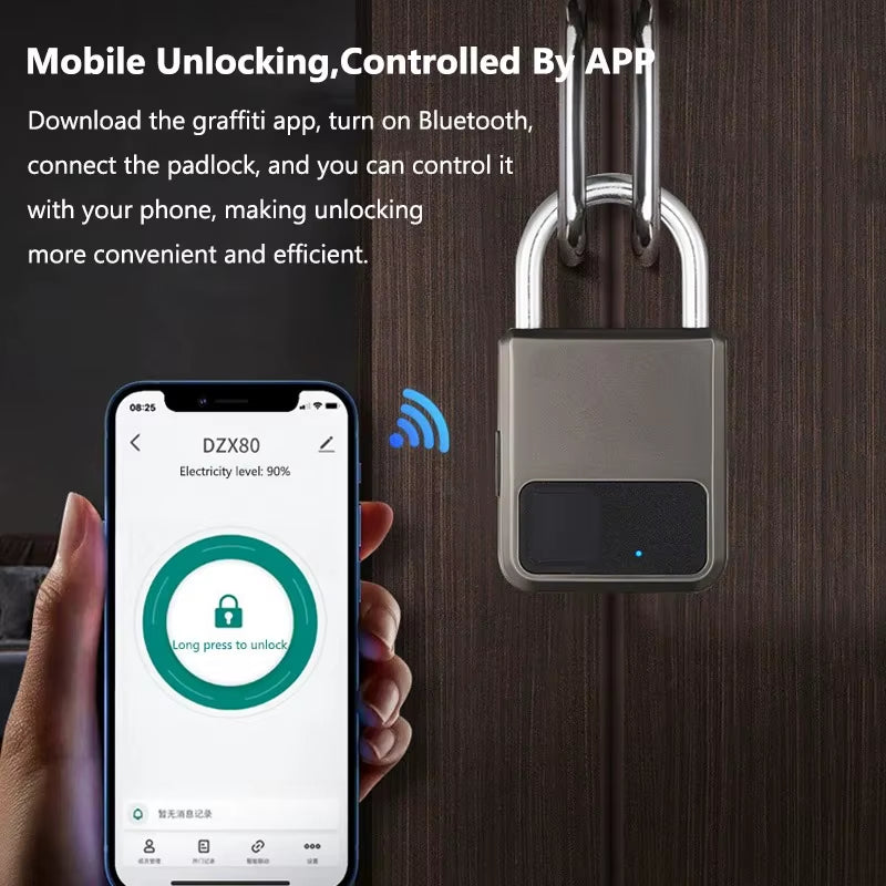 Fingerprint Padlock Waterproof Smart Keyless Security Locker Fingerprint Lock Anti-Theft USB Charge For Bike Gym Locker Luggage