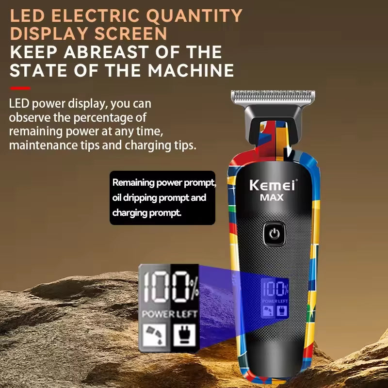 Rechargeable Graffiti Pattern Electric Hair Clipper Professional Barber Trimmer Man Shaver Km-MAX2092 KM-MAX5090 KM-RS7098