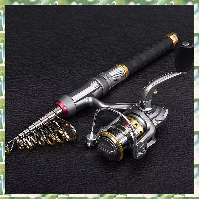 Sports LEO Fishing Rod Reel Combo Carbon Telescopic Fishing Pole Spinning Reels With Fishing Carrier Bag For Travel Fishing,LEO