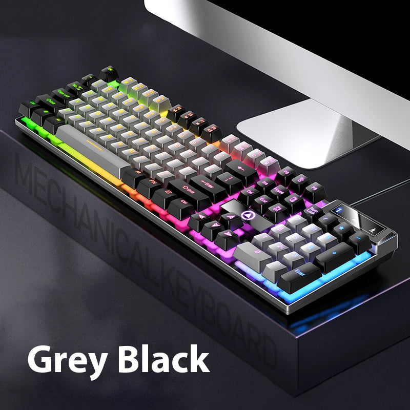 K500 Mechanical Feel Keyboard Gaming Office Keyboard For Windows And IOS Computer Laptop PC 104 Keys Wired Membrane Keyboards