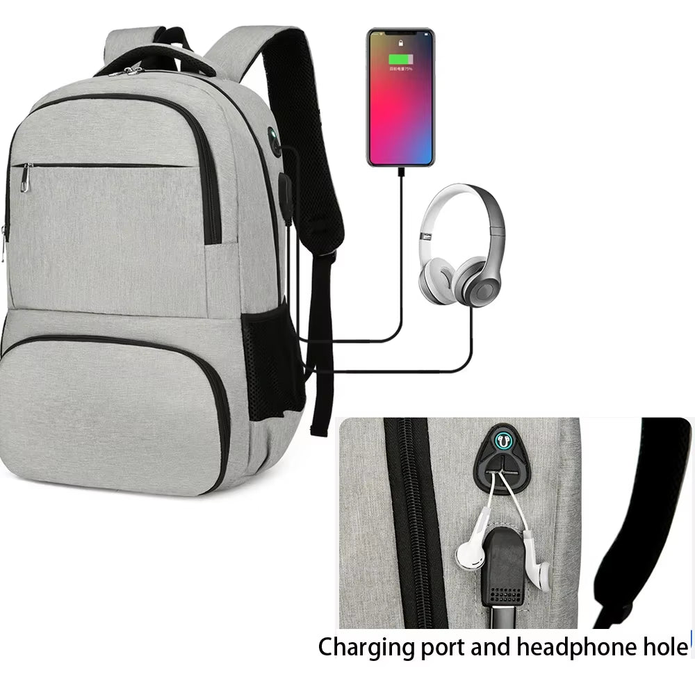 Men Business Backpack with USB Port Laptop Bag Aluminum Foil Thermal Insulation Bag Camping Picnic Backpack Lunch Bag
