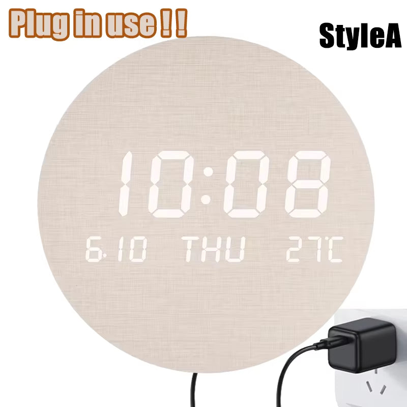 Simple Digital Wall Clock Temp Date Multi-function Display Large Screen LED Mute Clock Home Decor Living Room Decorative Clock