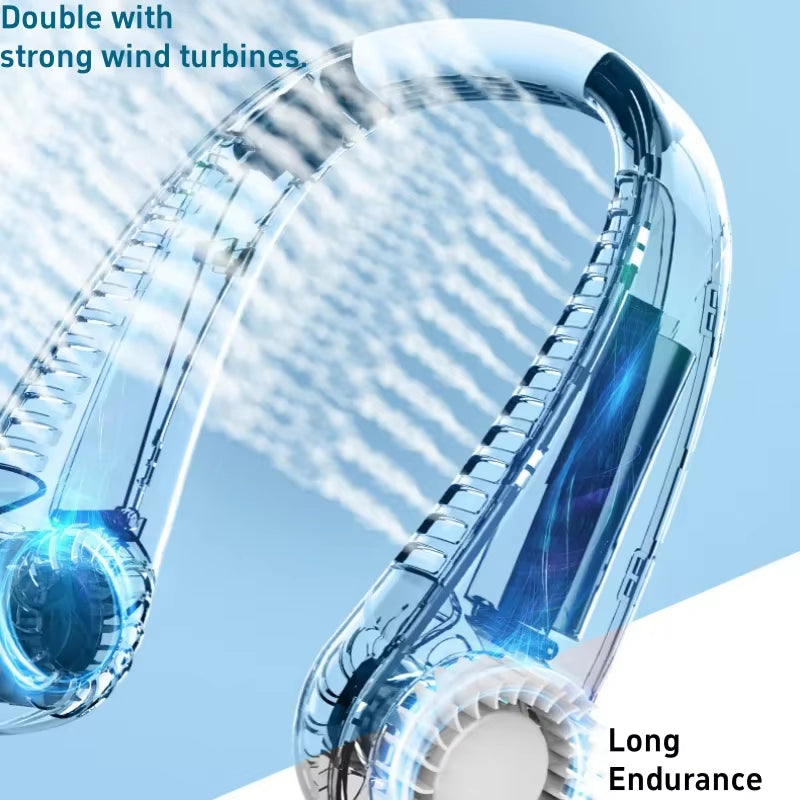 5-Speed Digital Display Neck Fan Portable Air Cooler USB Rechargeable Silent Outdoor Fan With LED Screen For Gym Office Travel