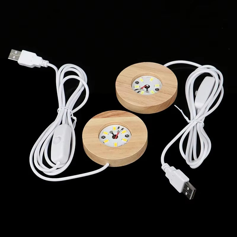 Wood Desktop Decorative Lights Base Night Light Wooden LED USB RGB Display Lamp Display Stand Lamps Holder Art Ornament
