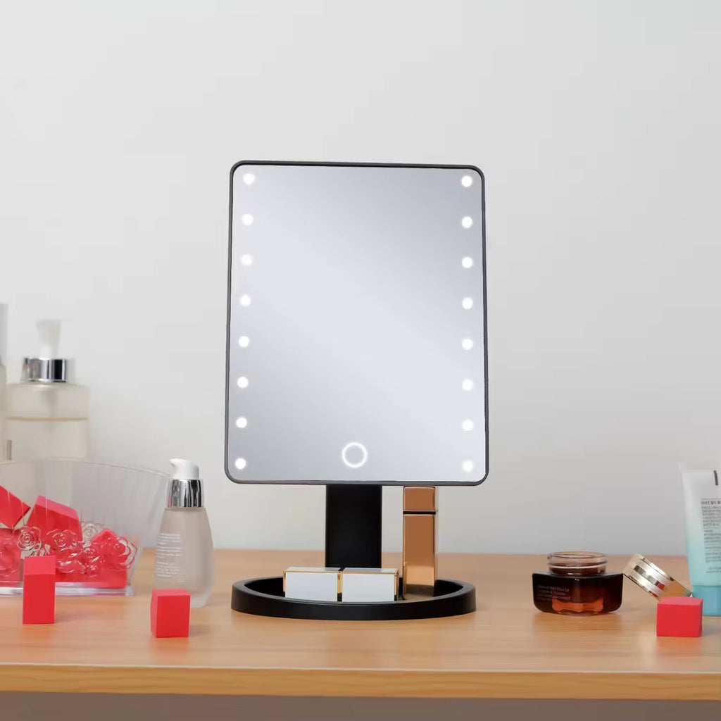 Lighted Makeup Mirror, Square Battery -use Beauty Mirror ,Touch Screen VanityMirror,Brightnes