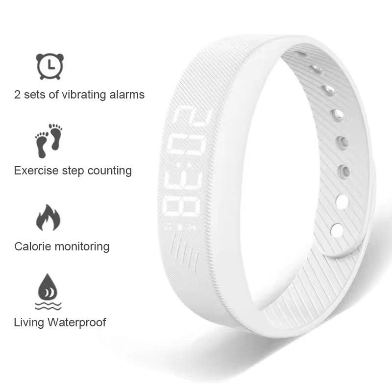 LED Digital Smart Bracelet Vibrating Alarm Clock Waterproof Clock Smart Bracelet with Running Pedometer Monitoring Smart Bracele