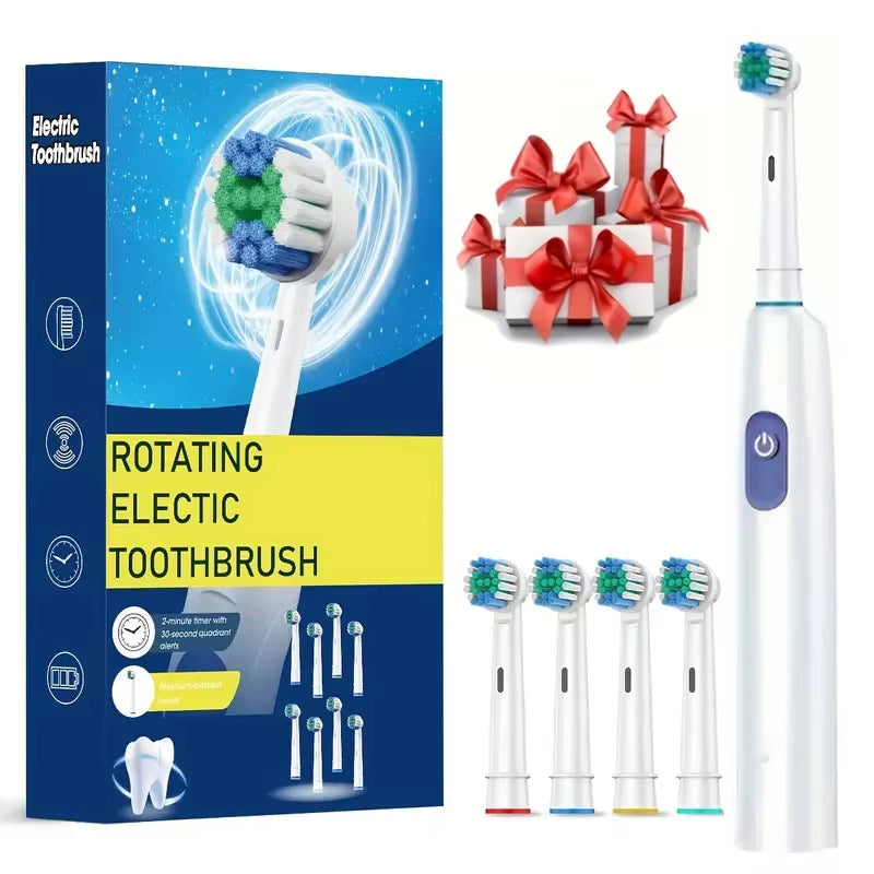 Electric Toothbrush Rotary Rechargeable Electric Toothbrush for Adults Rotating Electric Toothbrushes with 8 Soft Brush Heads