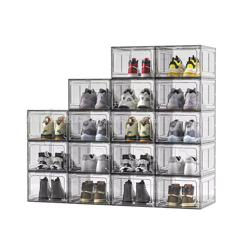 Clear Plastic Storage Box – Foldable Shoe Organizer, Under-Bed Container for Shoes, Cosmetics, Skincare, and Miscellaneous Items