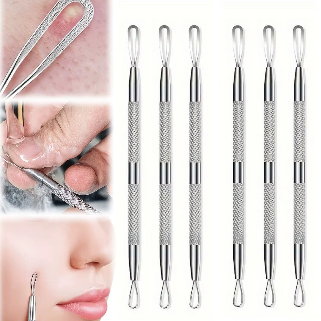 Stainless Steel Blackhead Remover Tool,Blemish Extractor - Professional Facial Skin Care Implement for All Skin Types - Portable
