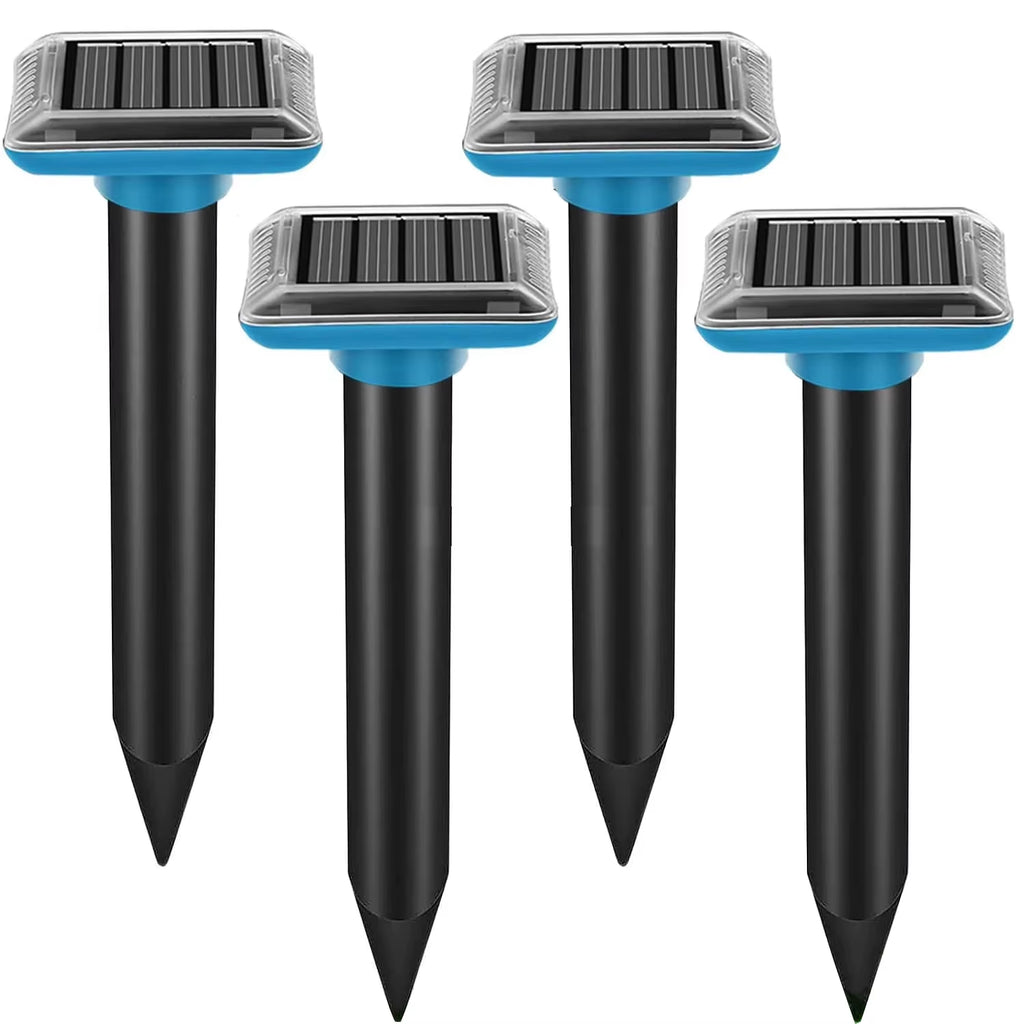 Ground animal repellent, solar-powered, vibrating and beeping repellent, suitable for garden and orchard