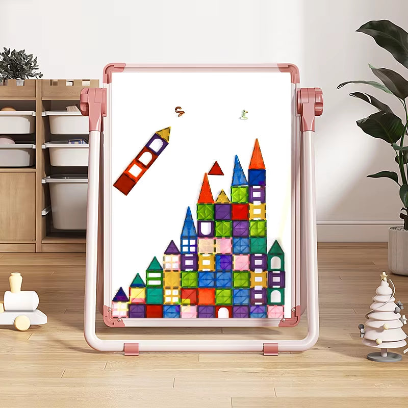 Foldable Easel Style Magnetic Whiteboard Portable Non-Powderly Small Blackboard Chiln's Drawing Board Space-Saving Gift for Kids
