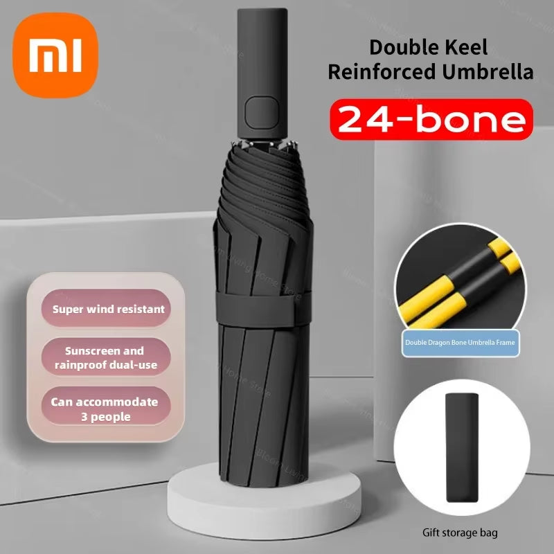 Xiaomi 24 Bone Fully Automatic Umbrella Double Bone Folding Umbrella For Sun UV Protection Rain Resistance Strong Wind Resitance