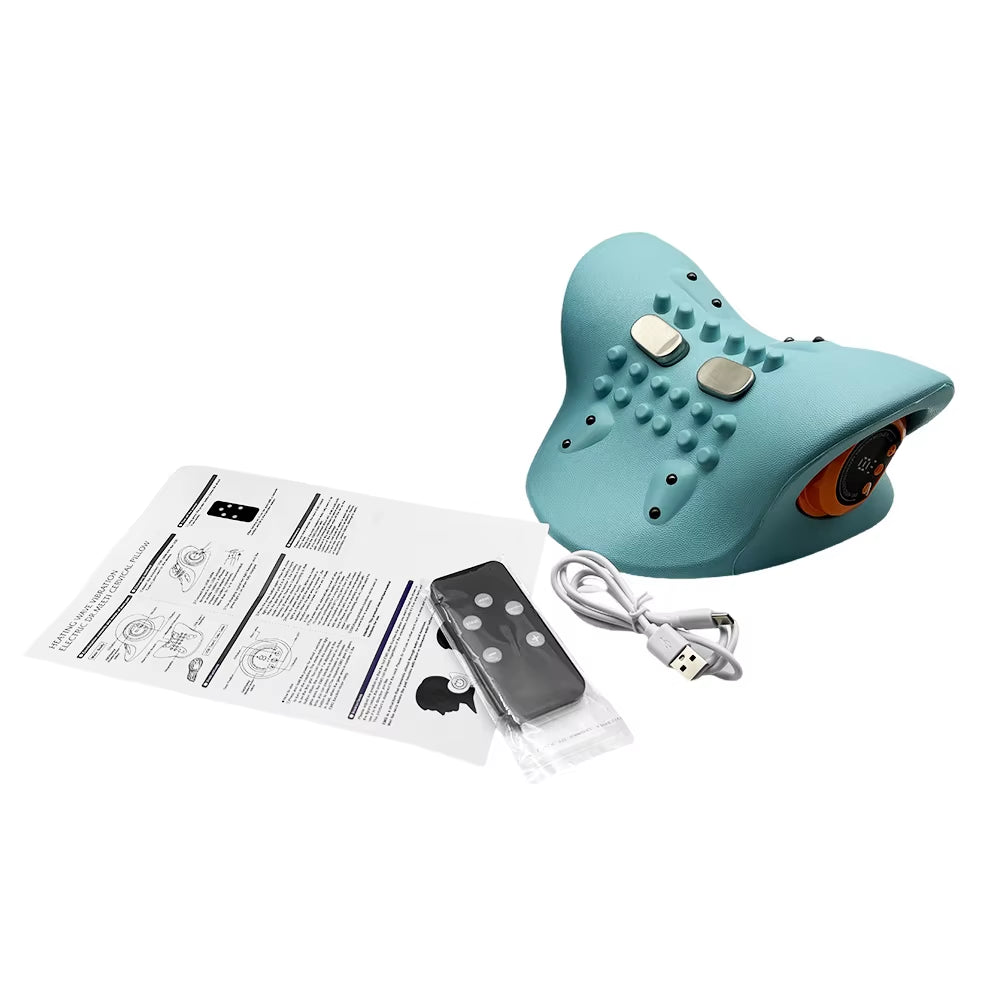 Electric Neck Stretcher EMS Pulse Cervical Traction Relax Smart Cervical Chiropractic Traction Pillow Vibration Massage Machine