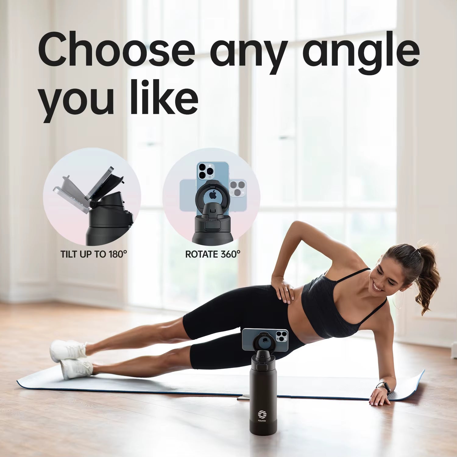 Magnetic Thermos Stainless Steel Sports Water Bottle with Magnetic Phone Holder Bouncing cover Insulation Cup