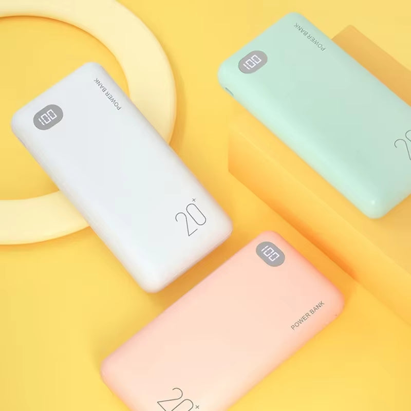 New Power Bank 20000mAh External Portable Charger Powerbank 2.1A Fast Charging LED Display Phone Charger for Smart Phone