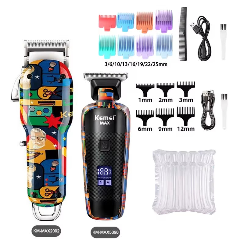 Rechargeable Graffiti Pattern Electric Hair Clipper Professional Barber Trimmer Man Shaver Km-MAX2092 KM-MAX5090 KM-RS7098