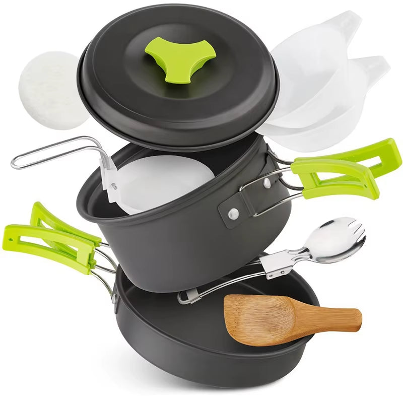 Camping Cookware Set Backpacker's Cooking Set: Portable, Durable Outdoor Cookware with Tableware and Handy Storage Bag