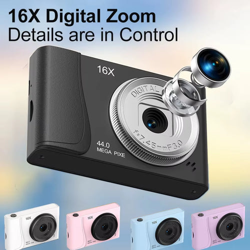 4K Digital Camera  24 Million Pixels Video Camcorder 16x Zoom Compact Cameras Auto Focus for Kids Adult Beginners Photograph