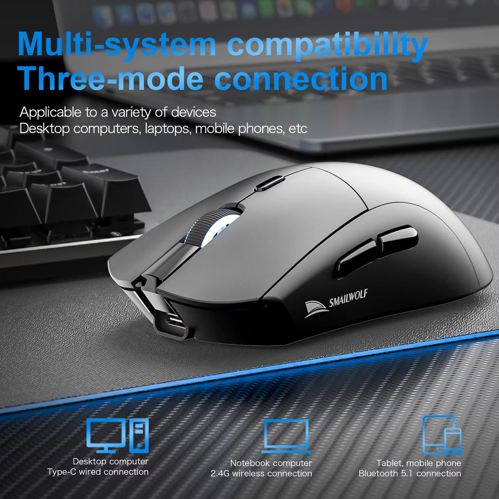 RS7 Bluetooth wireless three-mode e-sports gaming mouse 2000DPI six-speed adjustable PAW3311 gaming office mouse