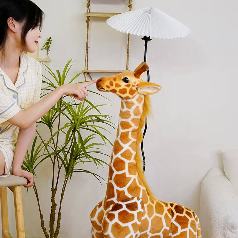 140CM Huge Giraffes Plush Toy Pretty Real Life Giraffe Dolls Stuffed Soft Animal Simulation Toy Baby Gifts Decor Children's Room