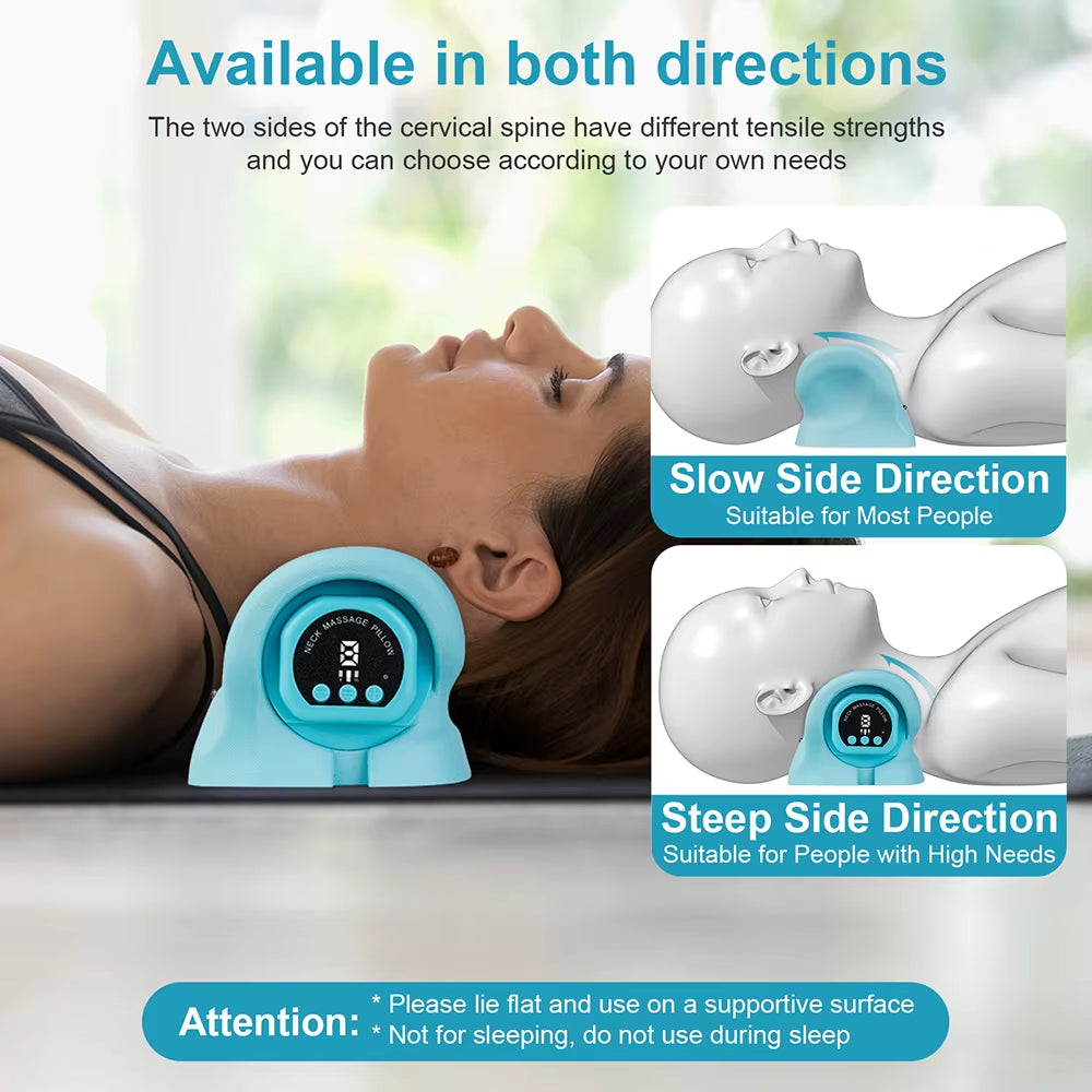 Electric Neck Stretcher Pulse Cervical Traction Massage Pillow Heating Cervical Chiropractic Neck Curvature Straightening Pillow