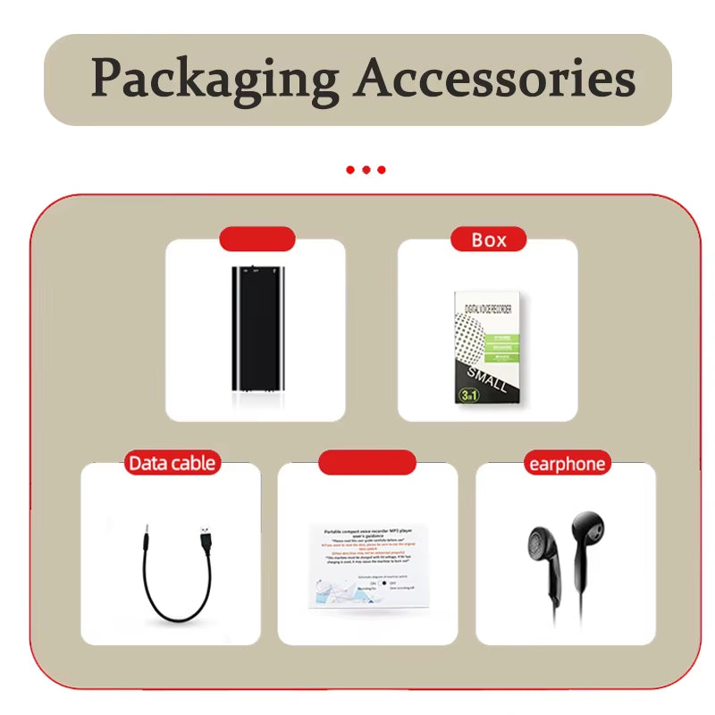 8GB Ultra-Thin Mini Voice Recorder Digtal Professional Sound Activated Dictaphone Noise Reduce Record encrypt documen MP3 Player