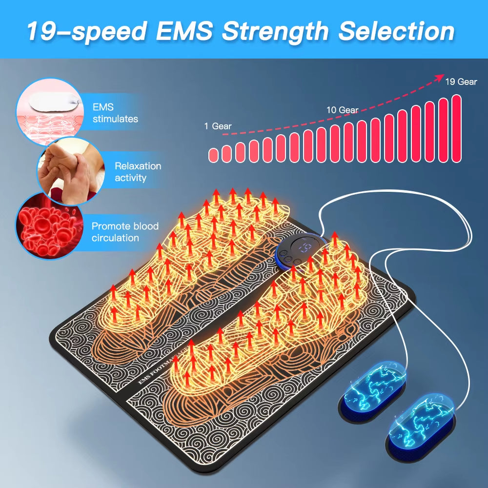 Electric Ems Foot Massager Pad Feet Acupoints Massage Mat Shock Muscle Stimulation Improve Blood Circulation Health Care