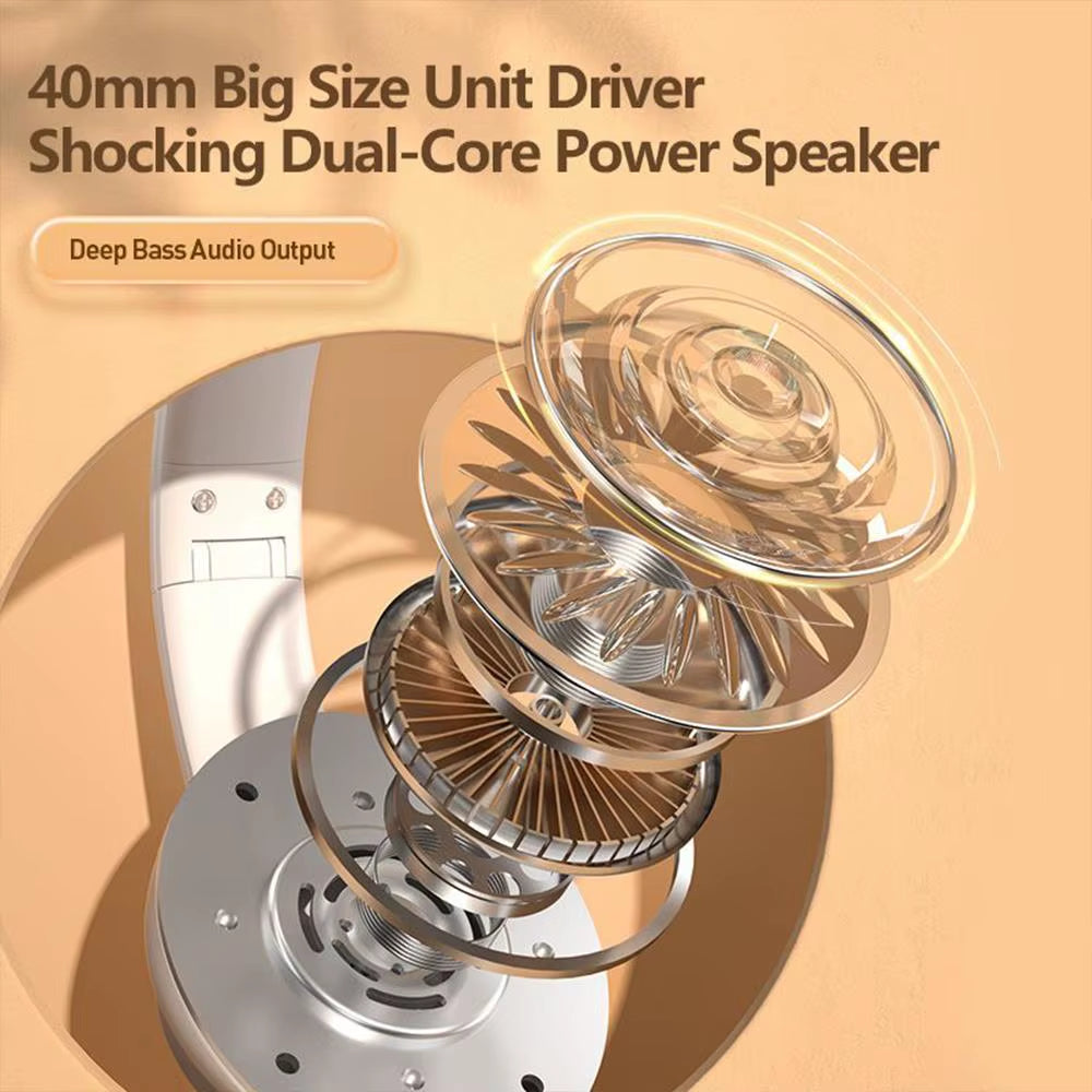 Wireless Headphones Bluetooth 5.3 HiFi Stereo Support tf Card Noise-cancelling Gaming Headphones Foldable with Micro