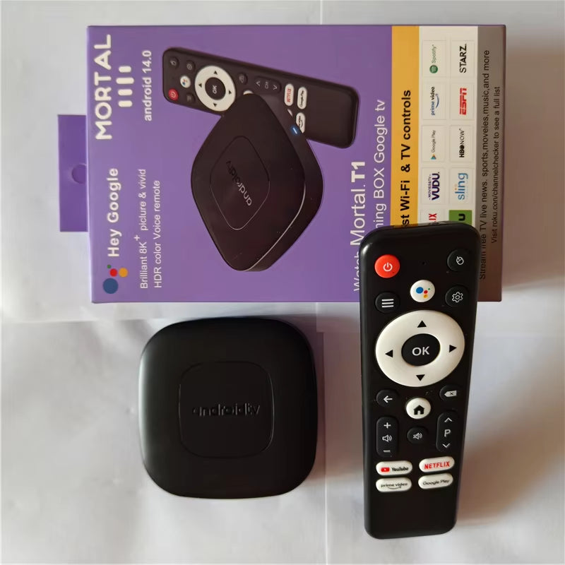 Factory Mortal T1 Android 13.0 OS Smart TV Box Allwinner H313 2GB 16GB Google Assistant Voice Remote Set Top Box PK X96Q MXQ PRO
