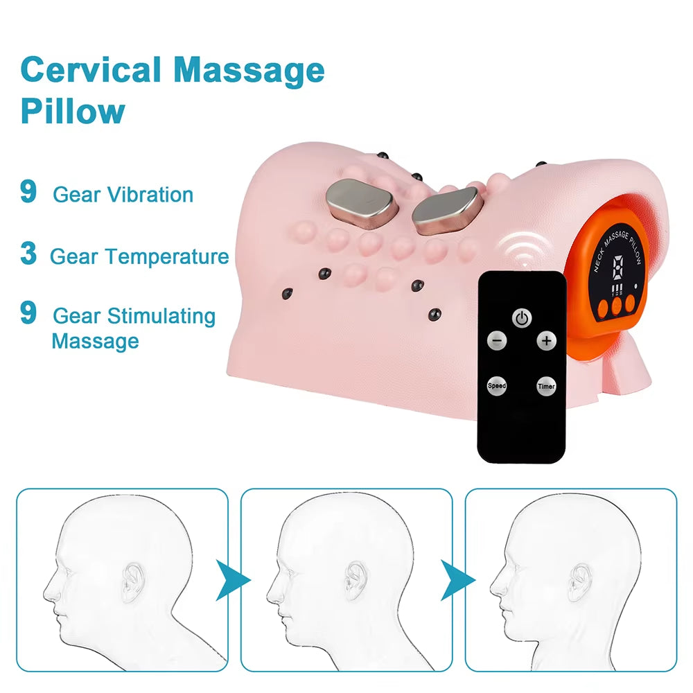 Electric Neck Stretcher Pulse Cervical Traction Massage Pillow Heating Cervical Chiropractic Neck Curvature Straightening Pillow