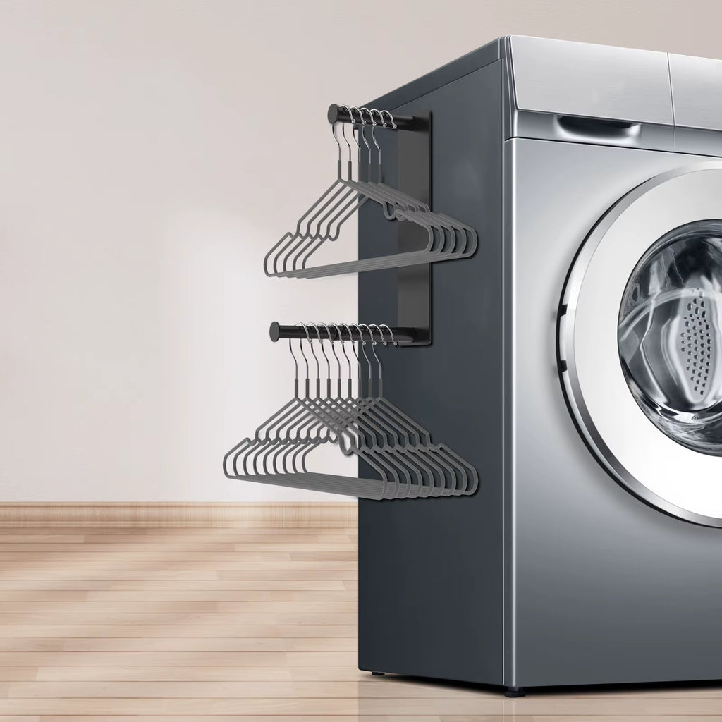 Magnetic Clothes Rack Punch-Free Wall-Mounted Hanger Organizers Multi-functional Storage Rack for Washing Machine Closet