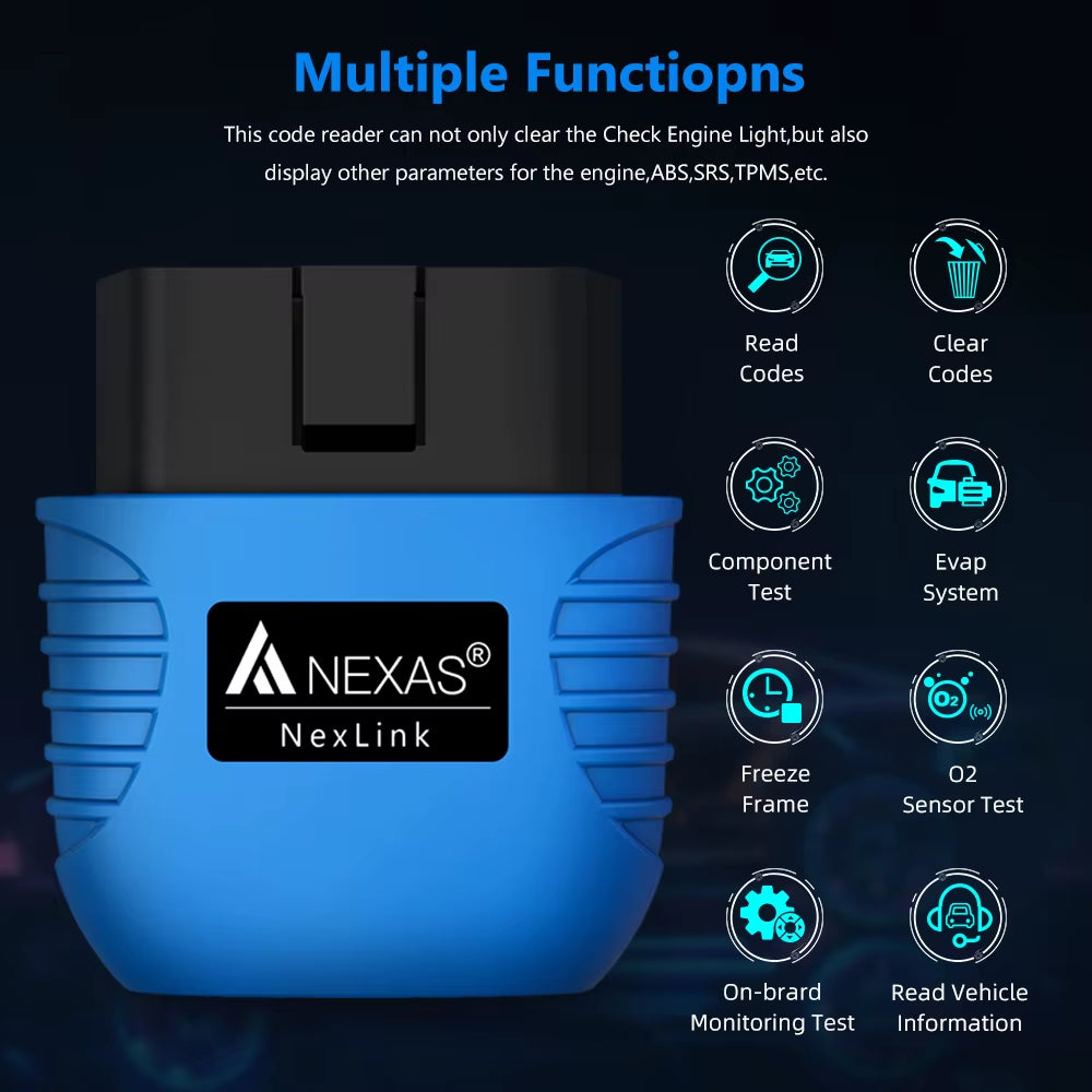 NexLink Bluetooth 5.0 OBD2 EOBD Automotive Scanner for iOS Android Windows Fault Code Reader Diagnostic Scan Tool