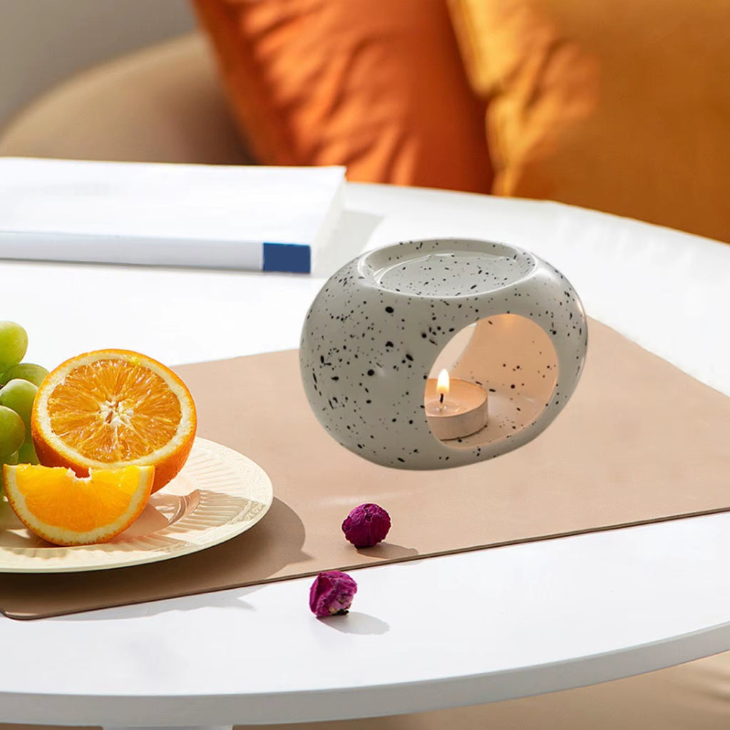 Essential Oil Burner Aroma Melt Warmer Indoor Ceramic Diffuser Tealight Candle Holder for Meditation Valentines Living Room