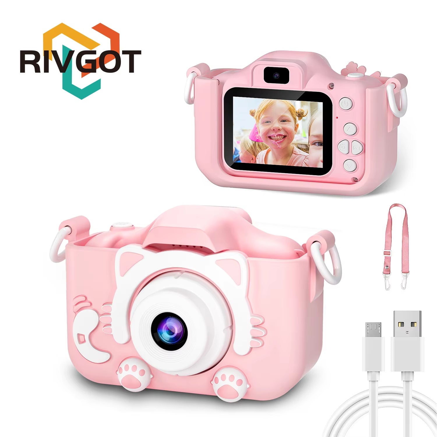 Kids Camera for Girls 1080P HD Toddlers Digital Video Record Camera for Birthday with 32GB SD Card 2 Inch IPS Screen Toy Cameras