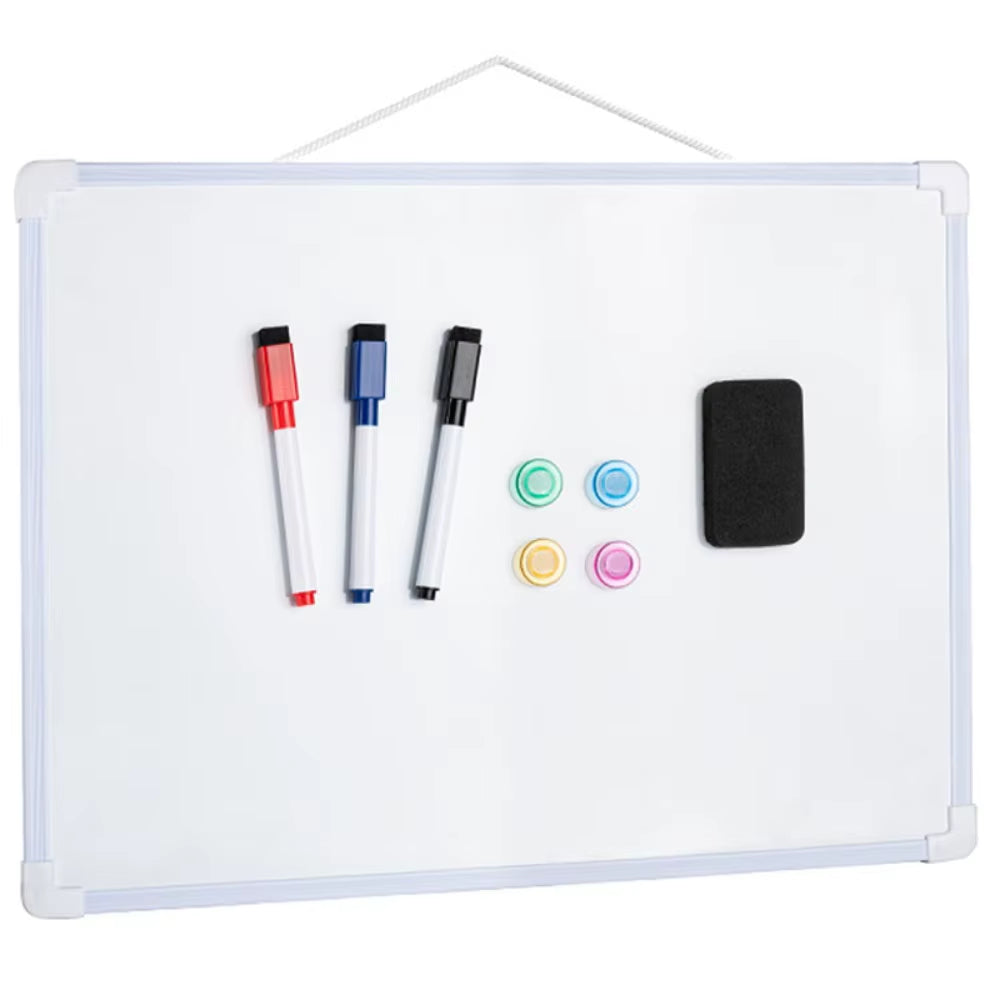 with 3 Markers & 4 Magnets Dry Erase Board Wall Mounted 16" X 12" Whiteboard Small Double-Sided Graffiti Drawing Board
