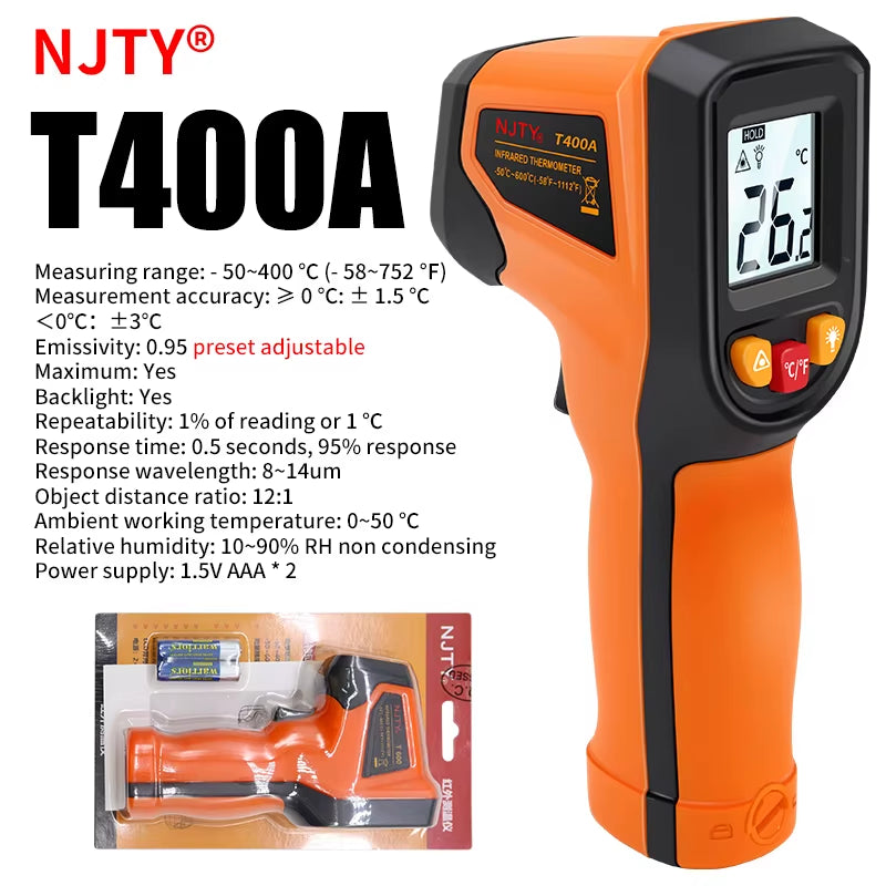 Infrared Thermometer , Handheld Heat Temperature For Cooking Tester, Pizza Oven, Grill & Engine - Laser Surface Temp Read