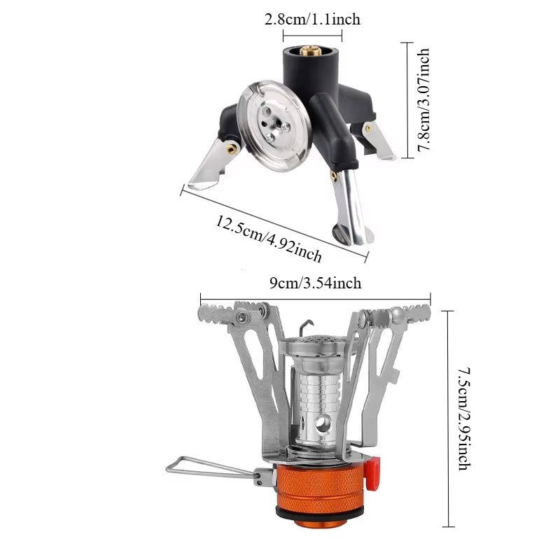One Piece Gas Stove with Converter Portable Compact Outdoor Cooking Gear for Camping Hiking Backpacking