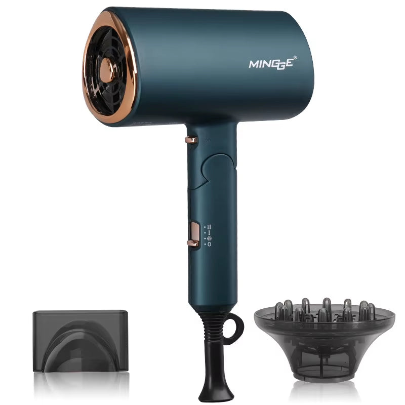 Popular Foldable Hair Dryer 1800W Blue Light Negative Ion Super Silent US/EU/UK/Plug 110V/220V Home Barber Recommended