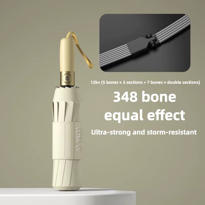 Reinforced 348 Ribs Automatic Umbrella, Windproof & Stormproof, Sun UPF 50+ Protection Folding Rain Umbrellas for Men & Women