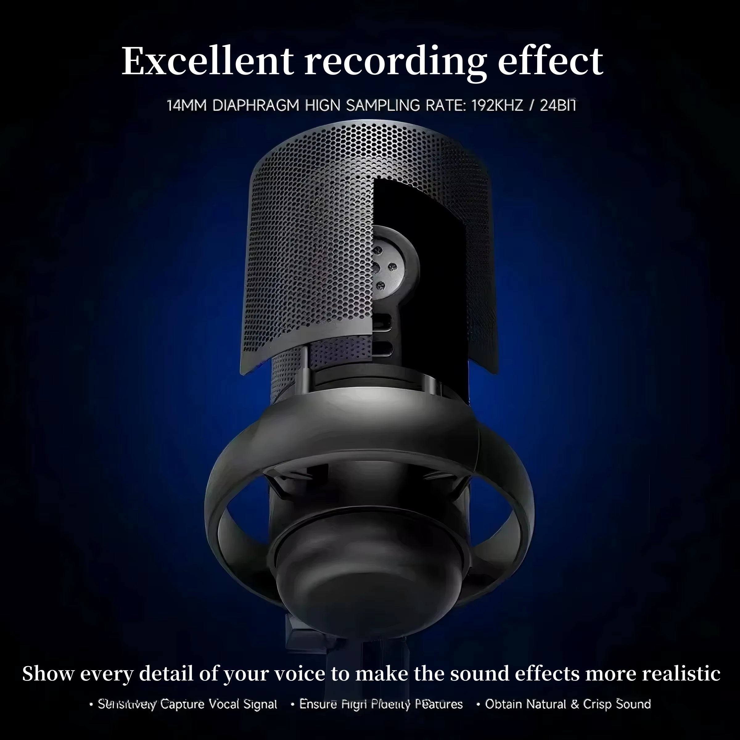 Professional USB microphone, computer condenser microphone, RGB microphone, suitable for game live video recording and recording