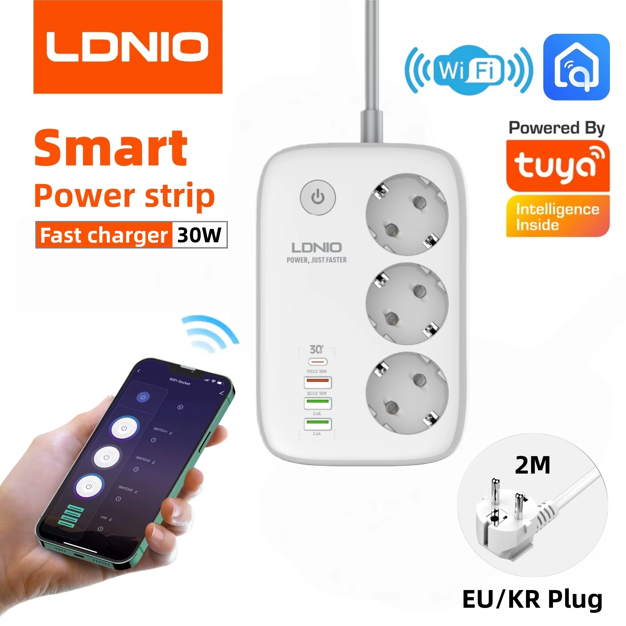 Smart Plug Power Strip Tuya Wifi Remote Control Timer Socket Line Filter Smart Home Switch EU KR UK US Outlet USB Adaptor