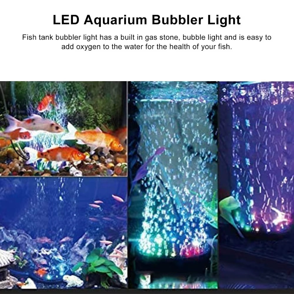 High Brightness Fish Tank Bubbler Light Submersible LED Lamp LED Aquarium Bubbler Light Disc Shape Black Aquarium Bubble Light