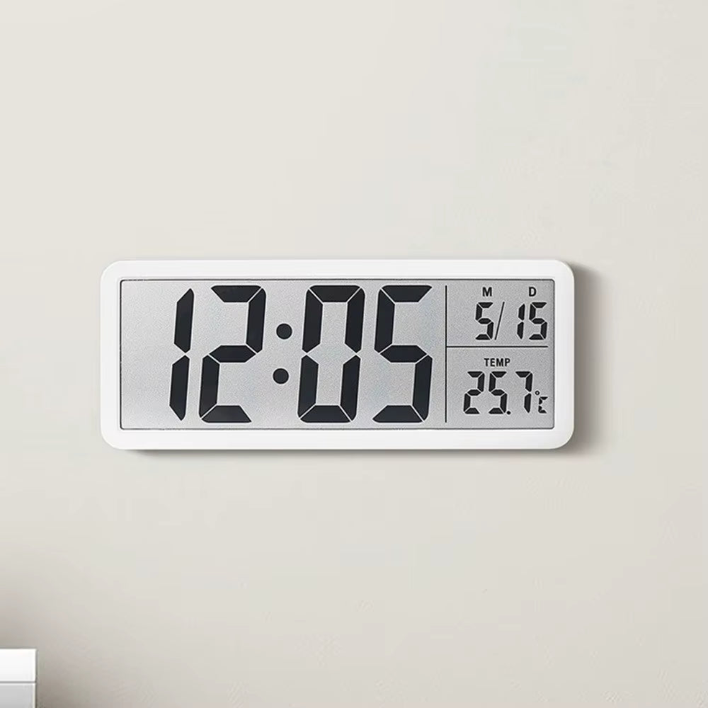 Large Screen LCD Digital Wall Clock Humidity Temperature Electronic Clock 12/24H Format Date Week Display Desktop Clock Bedroom