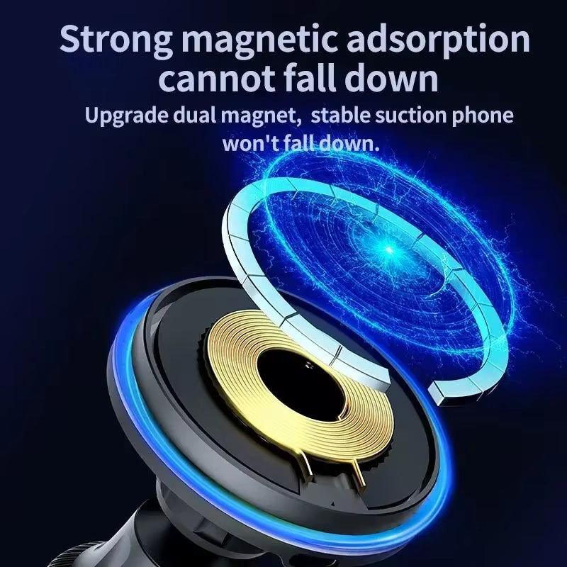 30W Magnetic Car Wireless Chargers RGB LED Light For iPhone 12 13 14 15 Pro Max Phone Holder Stand Mount Fast Charging Station