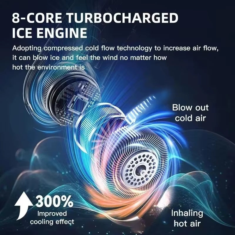 8000mAh Portable Hanging Neck Fan Bladeless Neckband Fan Digital Display Power Air Cooler USB Rechargeable Electric Fan