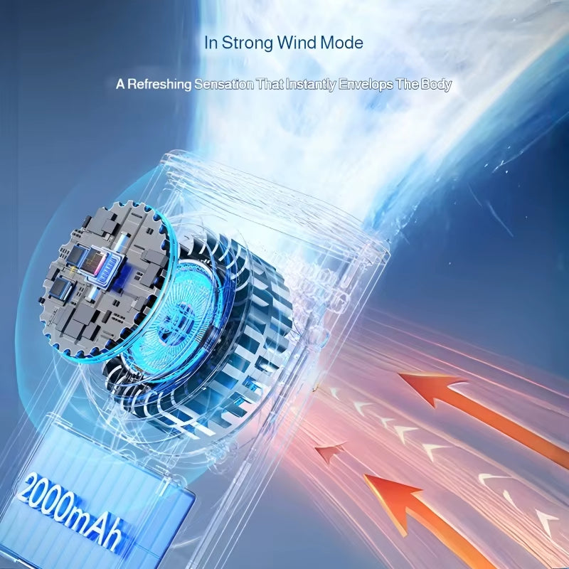 Hanging Neck Fan 3-in-1 Portable Fan Handheld Waist-hanging Neck Fan  Digital Display 100 Levels Aluminum Backpack Handheld Fan